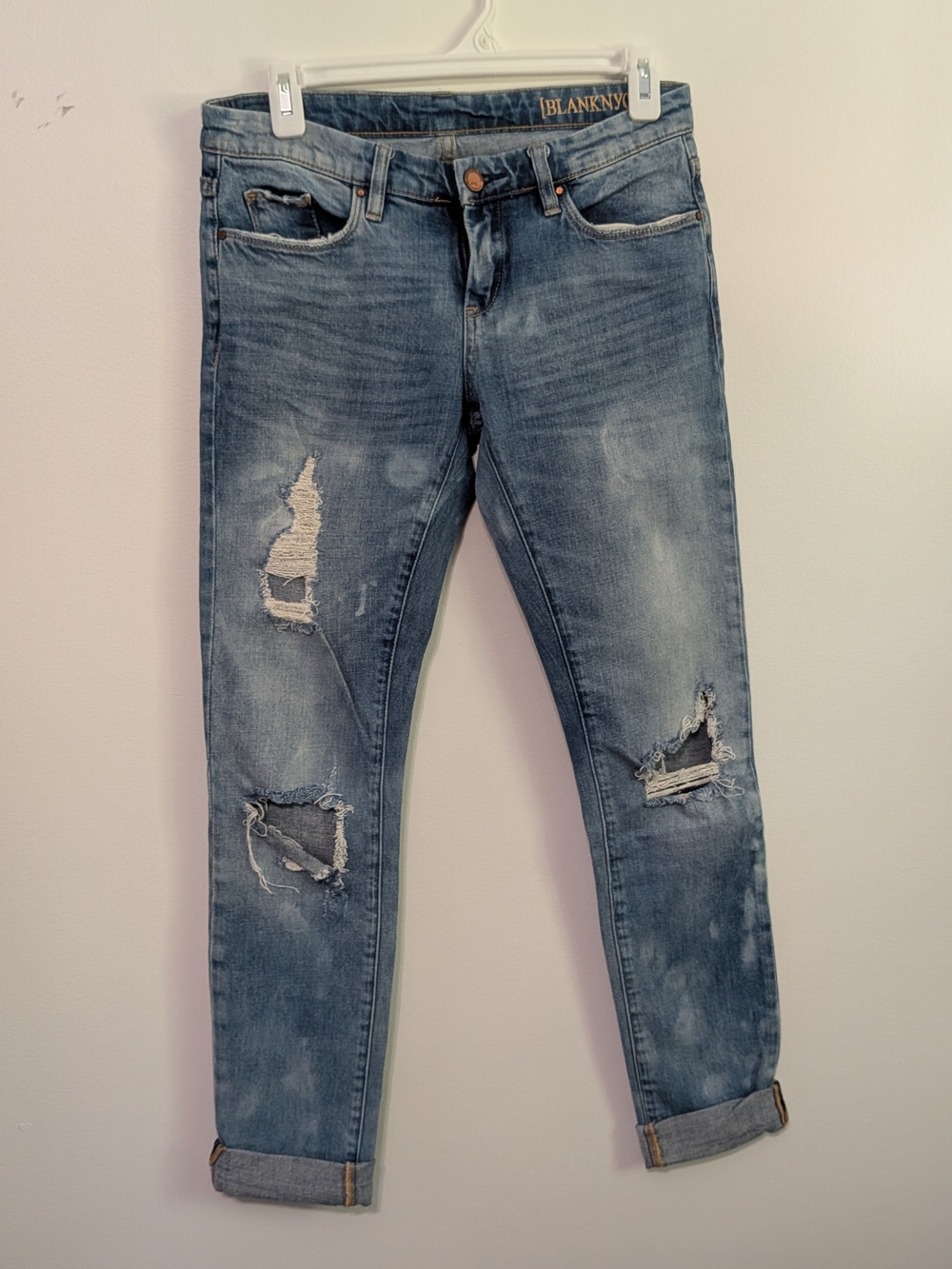 Blank NYC Women's Distressed Blue Denim Jeans